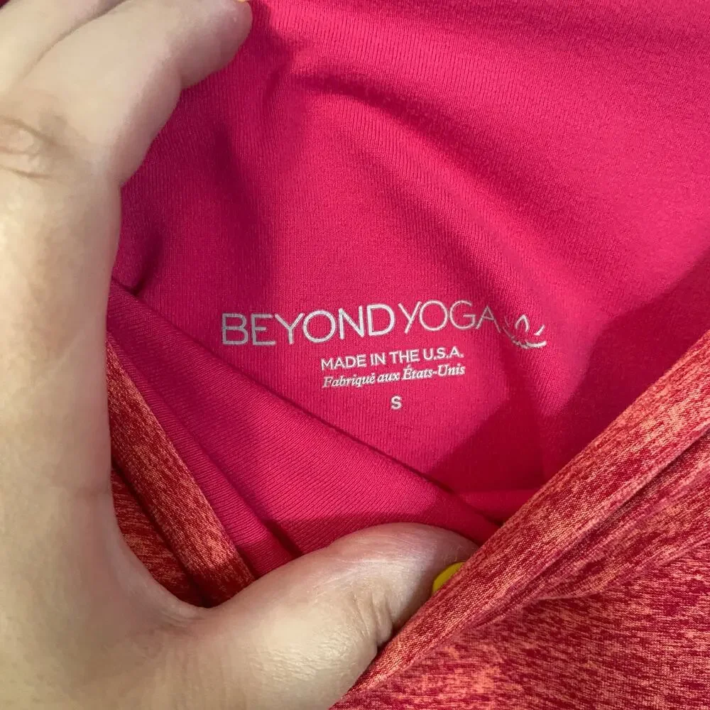Beyond Yoga Space Dye Leggings Ankle Length Orange Pink High Waisted Sz S